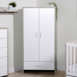 ickle-bubba-double wardrobe ash grey and white