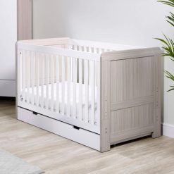 ickle-bubba-pembrey-cot-bed-ash grey and white with underdrawer