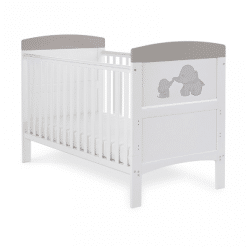 Obaby Me & Mini Me Grey Elephants Grace Inspire Cot Bed