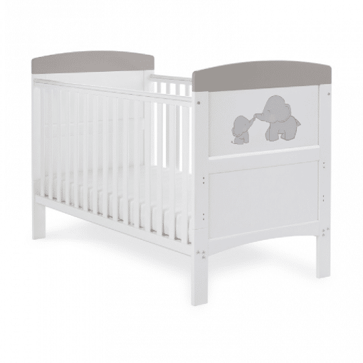 Obaby Me & Mini Me Grey Elephants Grace Inspire Cot Bed