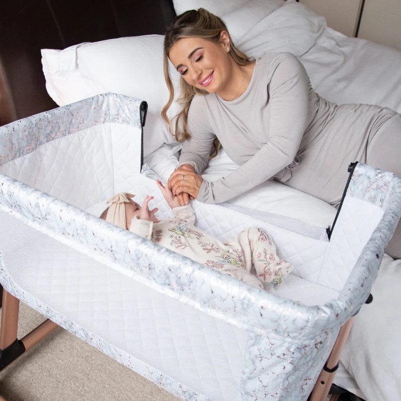 My Babiie Dani Dyer Bedside Crib - Rose Gold Marble