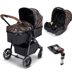 Moon Travel System Black/Copper/Tan with Galaxy Car Seat & Isofix Base