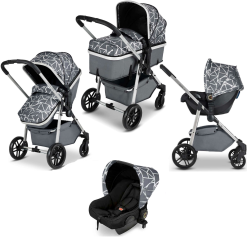 Moon 3-In-1 Silver/Sparkle/Black Travel System With Astral Car Seat