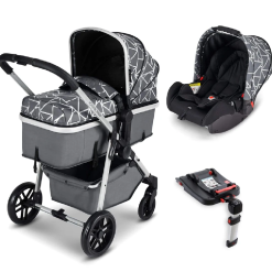 Moon Travel System Silver/Sparkle/Black with Galaxy Car Seat & Isofix Base