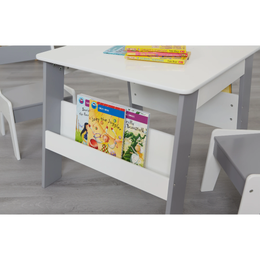 Liberty House Toys Grey and White Bookshelf Table and Chair Set