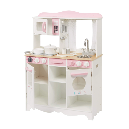 Liberty House Toys Country Play Kitchen with 9 Wooden Accessories