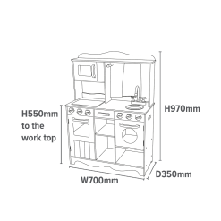 Liberty House Toys Country Play Kitchen with 9 Wooden Accessories