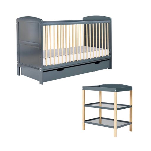 ickle-bubba-coleby-cot-bed-under-drawer-open-changer-scandi-grey