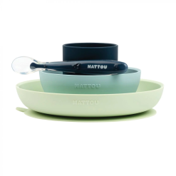 Nattou Green Silicone Tableware 4pc Set
