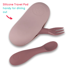 Tum Tum Silicone Baby Pink Cutlery Set With Case