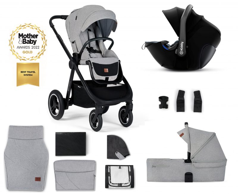 Kinderkraft Light Grey EVERYDAY Travel System/Kiddy Evolution Pro Car Seat