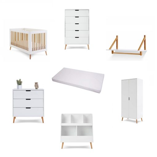 Obaby Maya Ultimate Combo Nursery Room Set- White and Natural