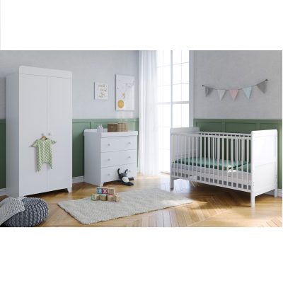 The Belstone Classic Cot Bed 3 Piece Nursery Room Set - White