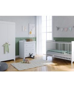 The Belstone Classic Cot Bed 3 Piece Nursery Room Set - White