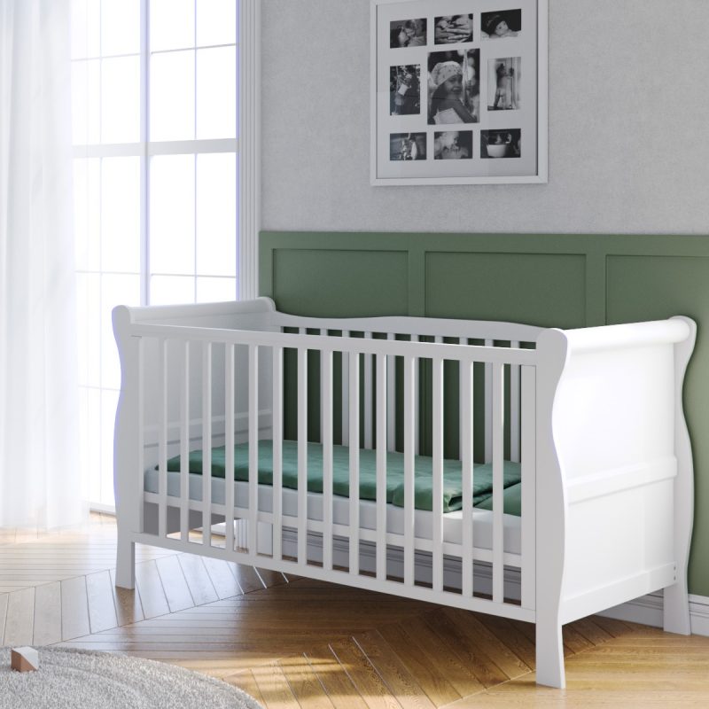 The Lydford Sleigh Cot Bed White