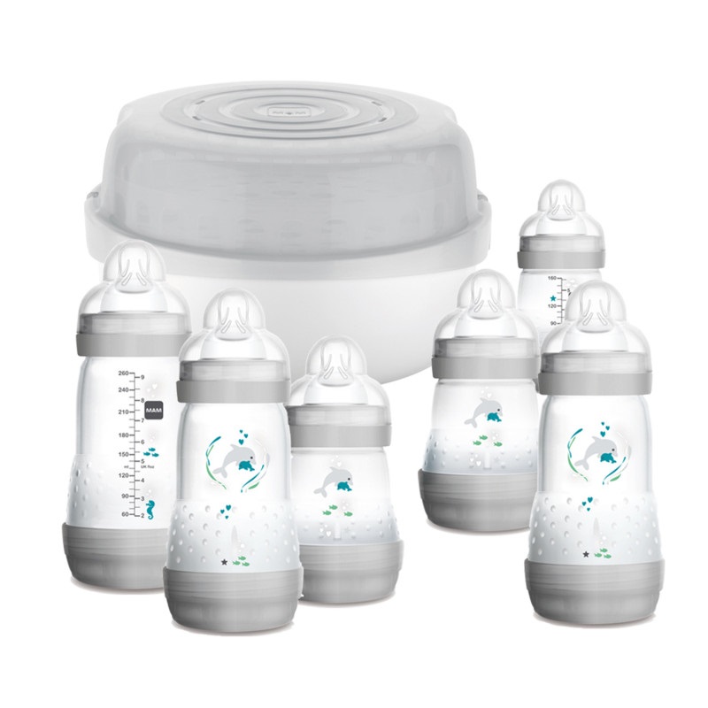 MAM Easy Start Bottle & Microwave Steriliser Set - Grey - Smart Kid Store