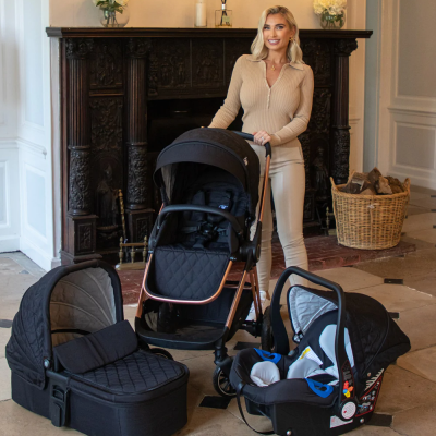 Billie Faiers Rose Gold Black Quilted Travel System