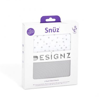 Snuz Crib 2 Pack Fitted Sheets - Grey Spot 2
