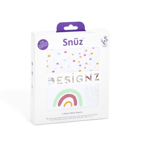 Snuz Crib 2 Pack Fitted Sheets - Multi Rainbow 2