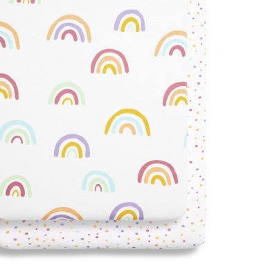 Snuz Crib 2 Pack Fitted Sheets - Multi Rainbow