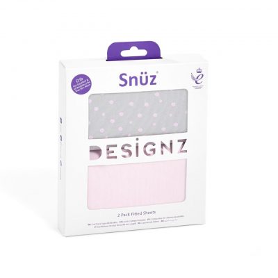 Snuz Crib 2 Pack Fitted Sheets - Rose Spots 2