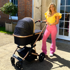 My Babiie Dani Dyer Quilted Black and Rose Gold Belgravia Travel System