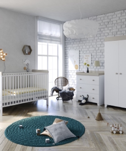 The Belstone 3 Piece Nursery Room Set White and Grey