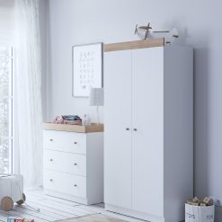 Sennen Wardrobe and Dresser Nursery Room Set - White/Oak
