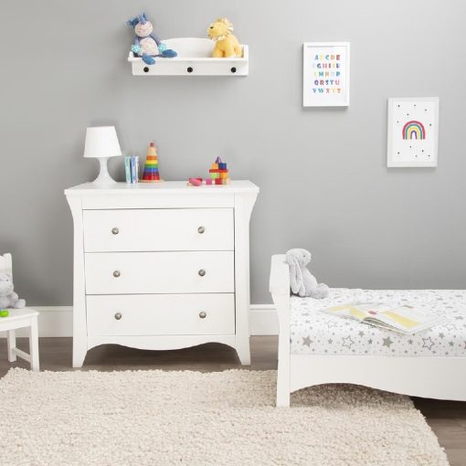 CuddleCo Clara 3 Piece Nursery Set with Mattress - White