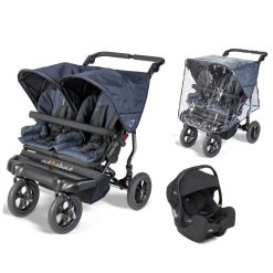 Out 'n' About GT Double Stroller plus Car Seat - Royal Navy