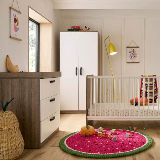 CuddleCo Enzo 3 Piece Nursery Furniture Set - Truffle Oak/White