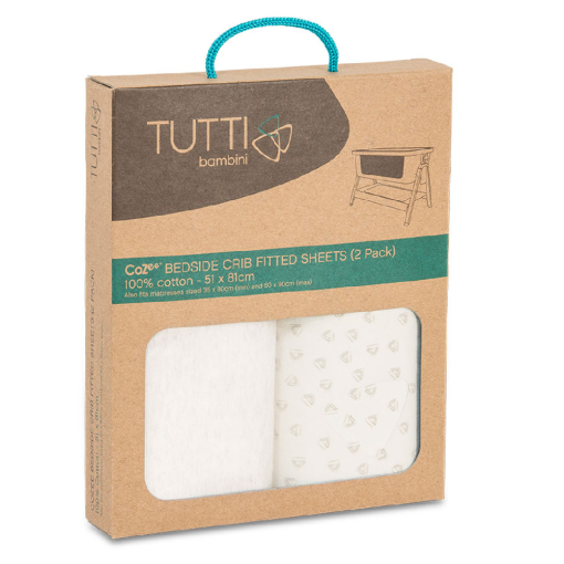 Tutti Bambini CoZee Fitted Sheets (2 Pack) Neutral Pebble