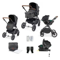 Ickle Bubba Cosmo I-Size All in One Travel System - Black/Graphite Grey/Tan