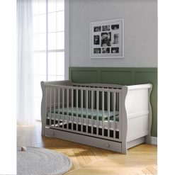 The Lydford Sleigh Cot with Underdrawer Grey
