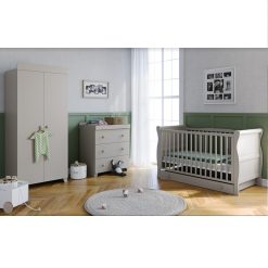 The Lydford Sleigh 4-piece Nursery Room Set with Underdrawer - Grey