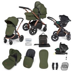 Ickle Bubba Stomp Luxe I-Size Isofix All in One Travel System - Bronze/Woodland/Black