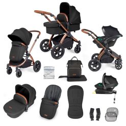 Ickle Bubba Stomp Luxe I-Size Isofix All in One Travel System - Bronze/Midnight/Tan