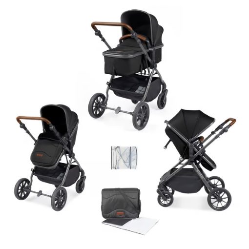 Ickle Bubba Cosmo 2 in 1 Pram and Pushchair - Gunmetal/Black/Tan