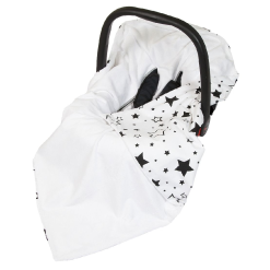 Little Babes Baby Wrap For Car Seat - White/Black Stars
