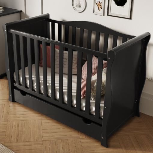 Little Babes Sleigh Mini Cot Bed - Black