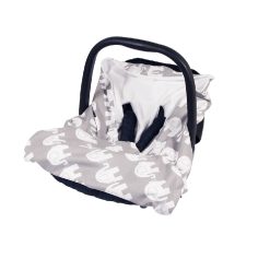 Little Babes Baby Wrap For Car Seat - White/Grey Elephants