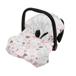 Little Babes Baby Wrap For Car Seat - White/Pink Hearts
