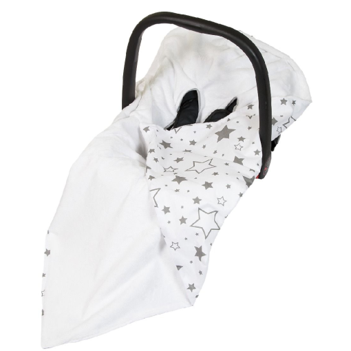 Little Babes Baby Wrap For Car Seat - White/Grey Stars