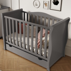 Little Babes Sleigh Mini Cot Bed - Grey