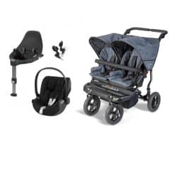 Out 'n' About GT Double Stroller Car Seat Package - Steel Grey