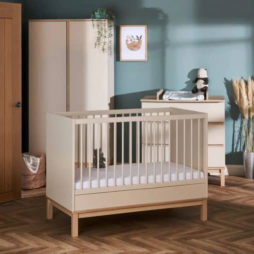 Obaby Astrid 4in1 5 Piece Nursery Room Set/Mattress/Shelf - Satin/Oak