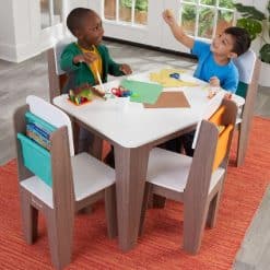 Kidkraft Pocket Storage Table and 4 Chair Set - Gray Ash