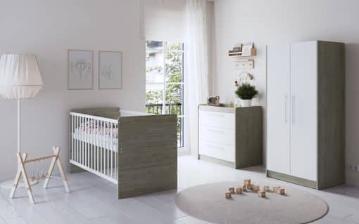 Tiverton 3 Piece Nursery Room Set - White/Grey Oak