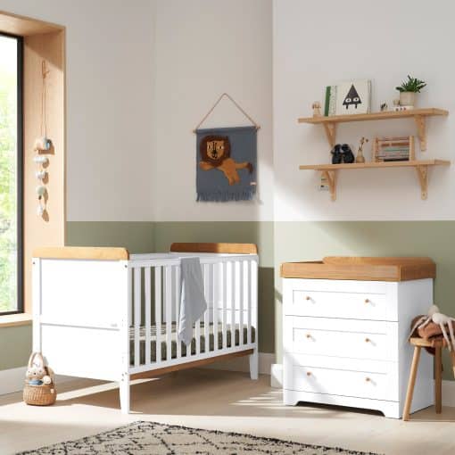Tutti Bambini Napoli 2 Piece Nursery Room Set - White/Oak