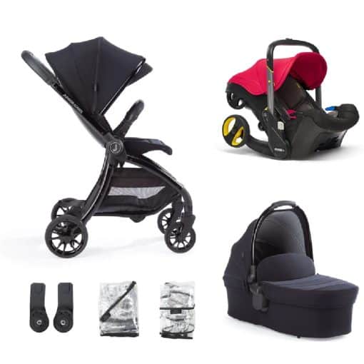 Junior Jones Aylo Rich Black Travel System with Doona Flame Red Car Seat